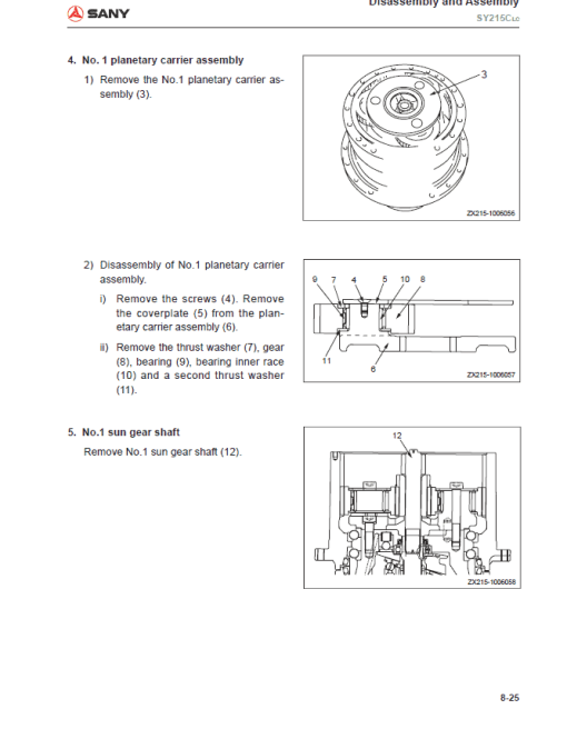 Sany SY215C-LC Hydraulic Excavator Repair Service Manual - Image 5