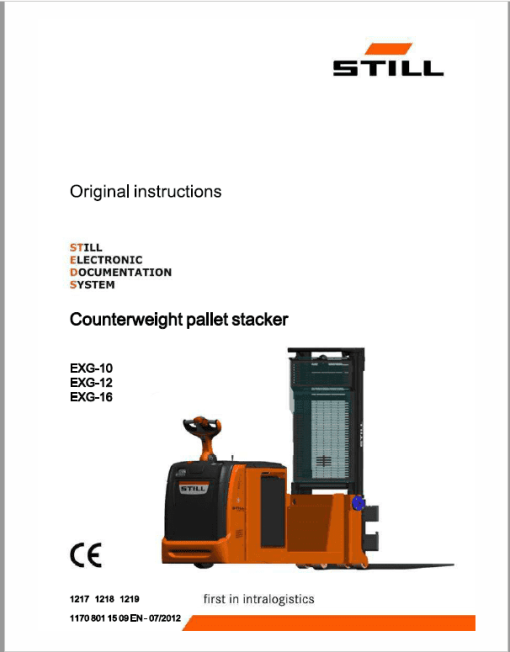 Still EXG10, EXG12, EXG16 Pallet Stacker Workshop Repair Manual - Image 5