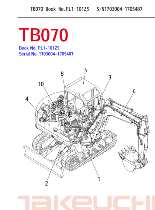 Takeuchi TB070 and TB070W Excavator Service Manual - Image 3