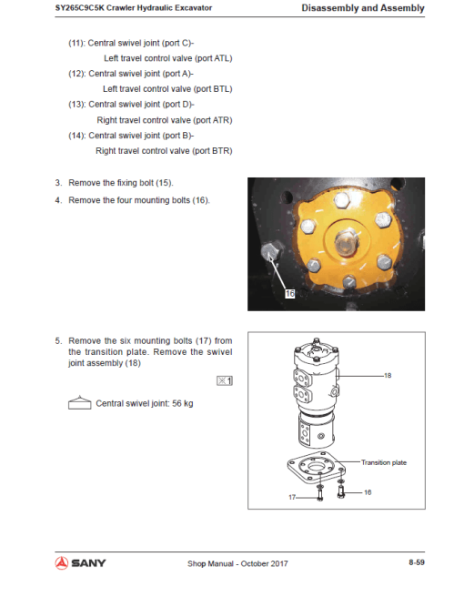 Sany SY265C-9 Hydraulic Excavator Repair Service Manual - Image 5