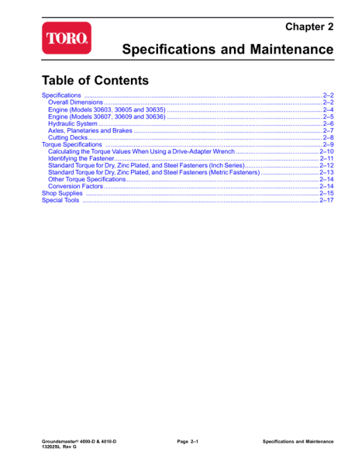 Toro Groundsmaster 4000-D, 4010-D (Model 30603, 30605, 30607, 30609, 30635, 30636) Service Repair Manual - Image 5