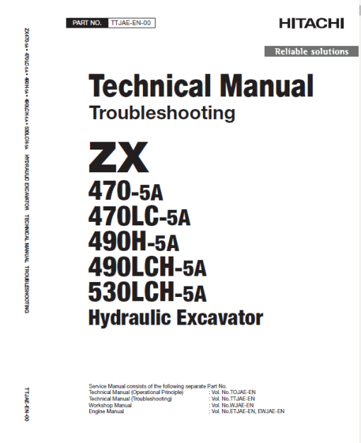 Hitachi ZX470-5A, ZX490LCH-5A and ZX530LCH-5A Excavator Service Repair Manual - Image 5