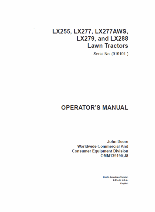 John Deere LX255, LX266, LX277, LX277AWS, LX279, LX288 Technical Manual (TM1754) - Image 6