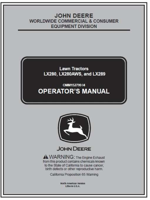 John Deere LX280, LX280AWS and LX289 Garden Tractors Technical Manual (TM2046) - Image 6