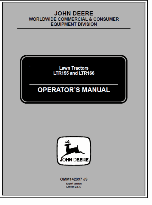 John Deere LTR155, LTR166, LTR180 Lawn Tractors Technical Manual (TM1768) - Image 6