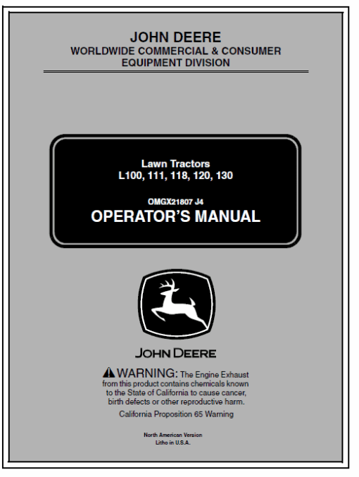 John Deere L100, L108, L110, L111, L118, L120, L130 Tractor Technical Manual - Image 6