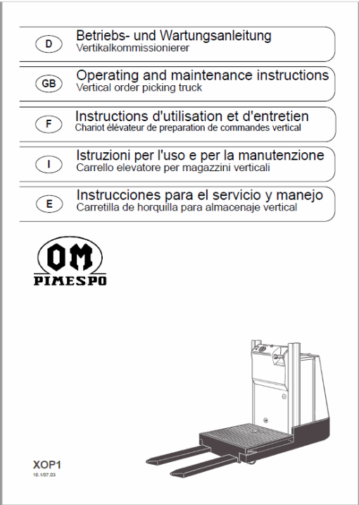 OM Pimespo XOP1 Ordre Picker Workshop Repair Manual - Image 5