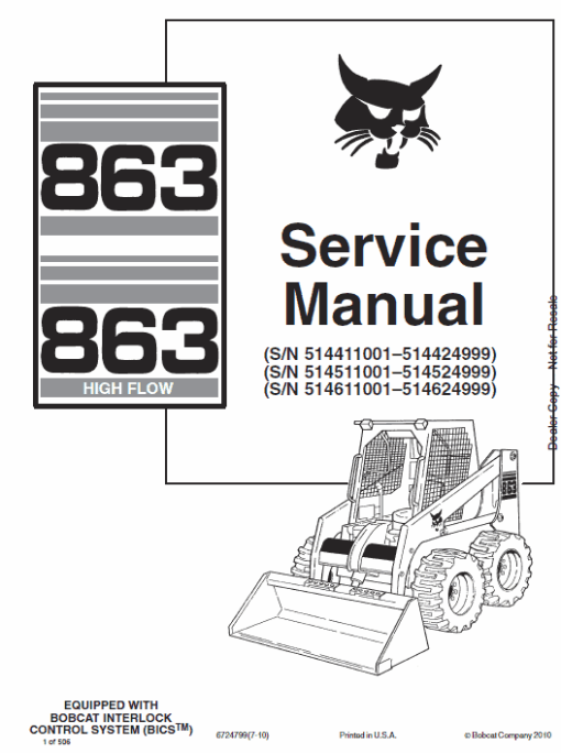 Bobcat 863 and 863H Skid-Steer Loader Service Manual - Image 8