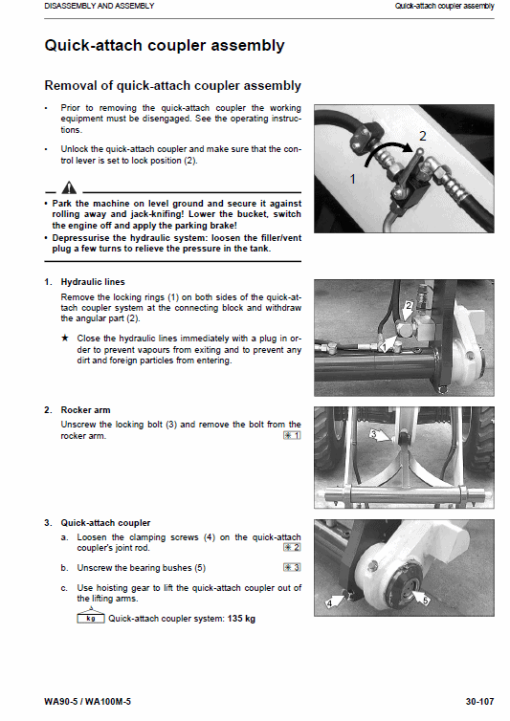 Komatsu WA90-5, WA100M-5 Wheel Loader Service Manual - Image 5