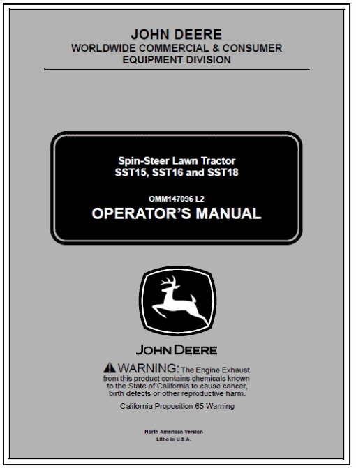 John Deere SST15, SST16, SST18 Lawn Tractor Technical Manual (TM1908) - Image 6