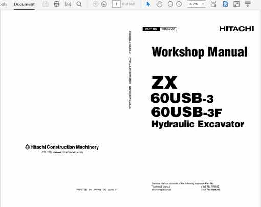 Hitachi ZX60USB-3, ZX60USB-3F Excavator Service Repair Manual