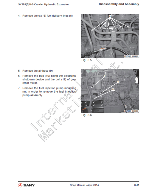 Sany SY365H-9, SY365BH-9 Hydraulic Excavator Repair Service Manual - Image 5