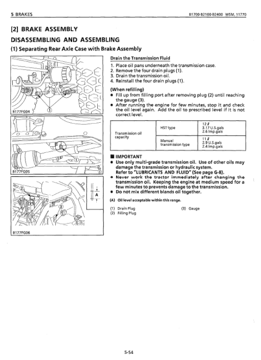 Kubota B1700, B2100, B2400 Tractor Workshop Service Manual - Image 4