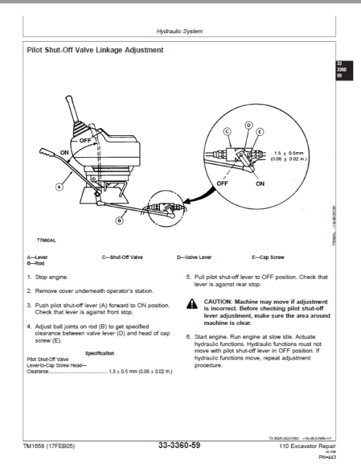 John Deere 110 Excavator Repair Technical Manual - Image 5