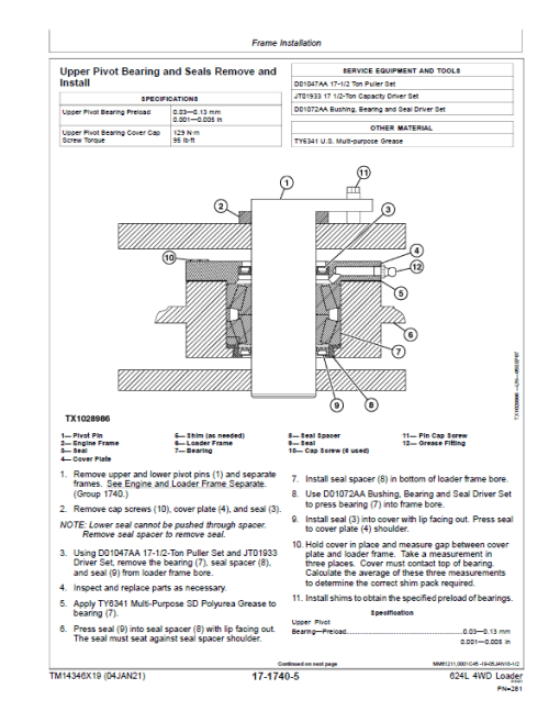 John Deere 624L 4WD Loader Repair Technical Manual (S.N after F693054 - ) - Image 5