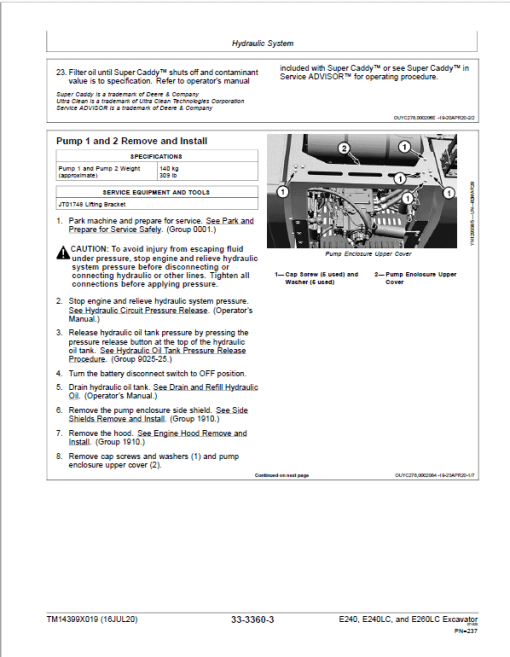 John Deere E240, E240LC, E260LC Excavator Repair Manual (See Applicable Serial) - Image 5