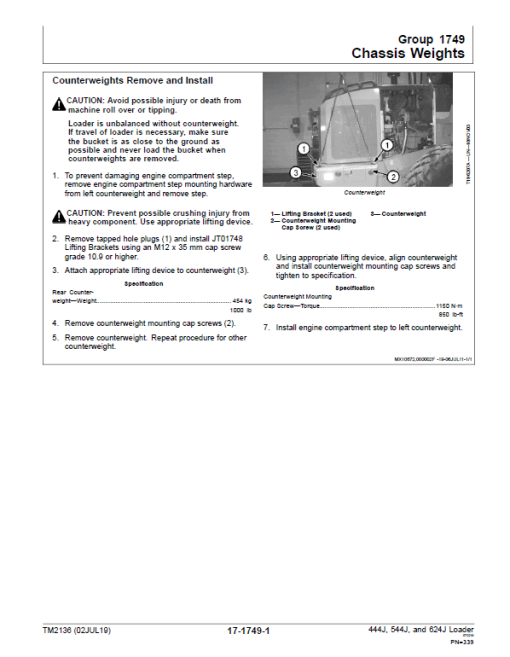 John Deere 444J, 544J, 624J Loader Technical Manual (SN. before 611274) - Image 5