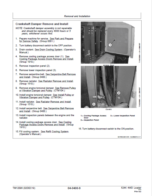 John Deere 524K 4WD Loader Technical Manual (SN. D642246 - D670307) - Image 5