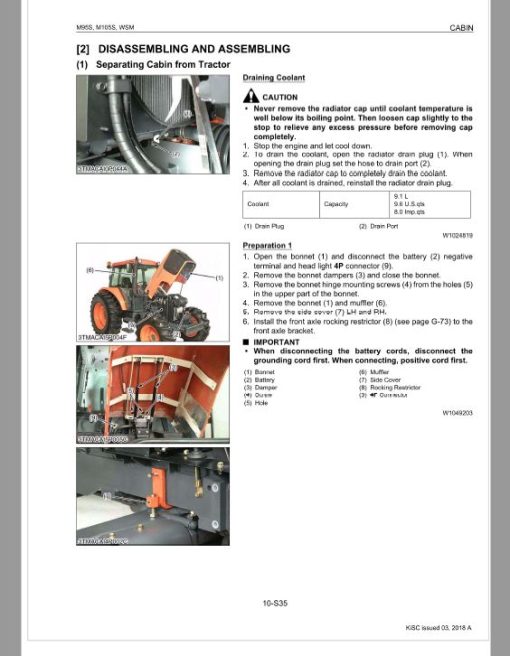 Kubota M95S, M105S Tractor Workshop Service Repair Manual - Image 5