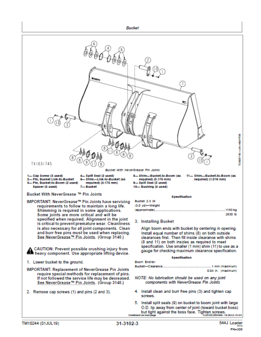 John Deere 544J Loader Repair Technical Manual (SN. after 611800) - Image 5