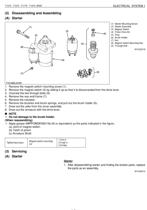 Kubota T1570, T1670, T1770, T1870 Tractor Mower Workshop Service Manual - Image 5