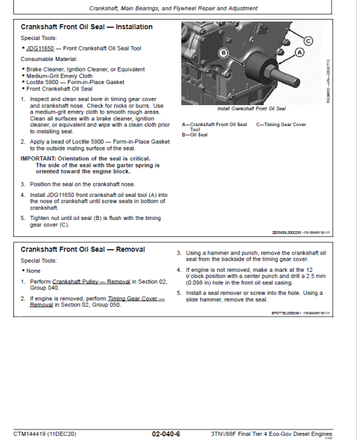 John Deere 3TNV88F Eco-Gov Diesel Engines Final Tier 4 Repair Manual (CTM144419) - Image 5