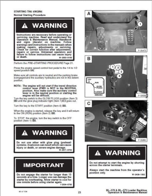 Bobcat BL370, BL375 Loader Service Repair Manual - Image 5