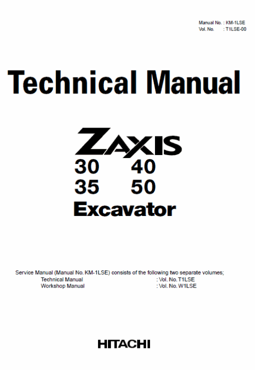 Hitachi ZX30, ZX35, ZX40 and ZX50 ZAXIS Excavator Service Repair Manual - Image 2