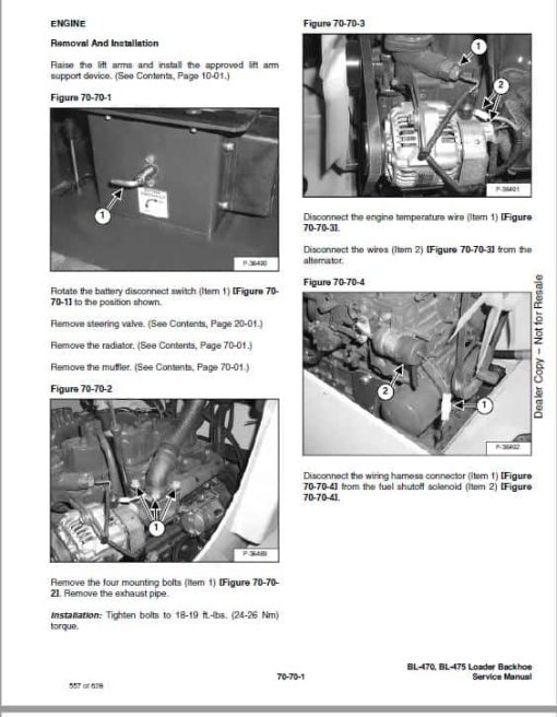 Bobcat BL470, BL475 Loader Service Repair Manual - Image 5