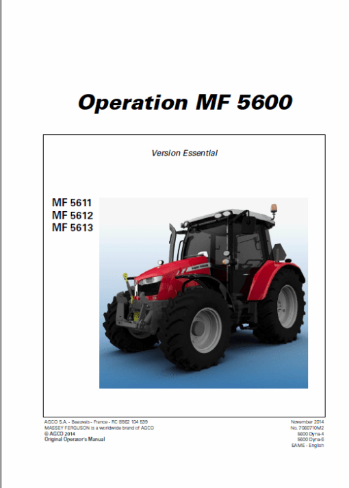 Massey Ferguson 5611, 5612, 5613 Tractors Repair Service Manual - Image 4