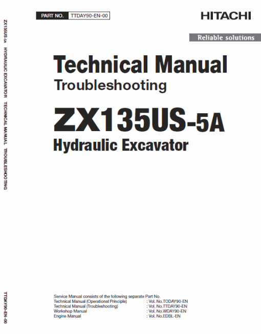 Hitachi ZX135US-5A Excavator Service Repair Manual