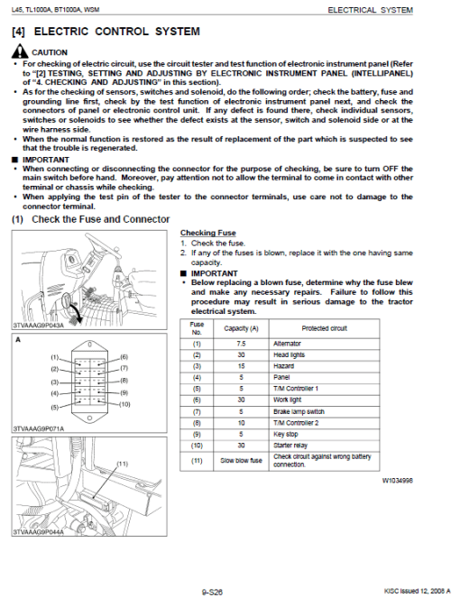 Kubota L45, TL1000A, BT1000A Tractor Front Loader Workshop Manual - Image 5