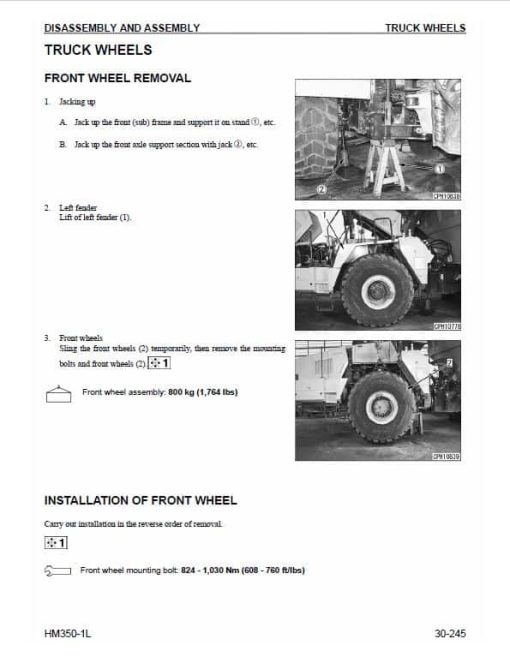 Komatsu HM350-1L Dump Truck Service Manual - Image 5