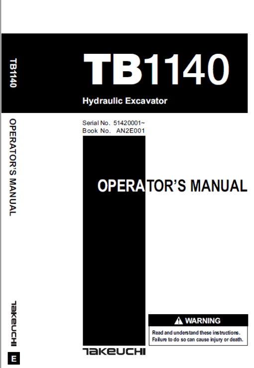 Takeuchi TB1140 Compact Excavator Service Manual - Image 4