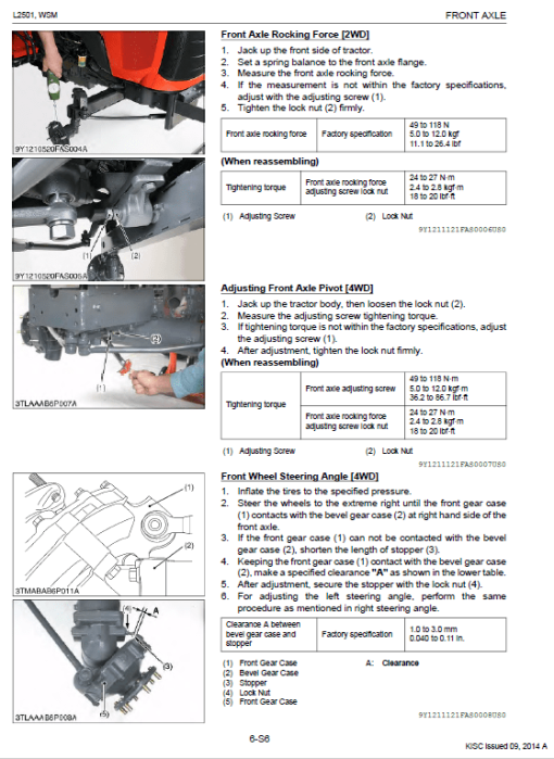 Kubota L2501 Tractor Workshop Service Manual - Image 5