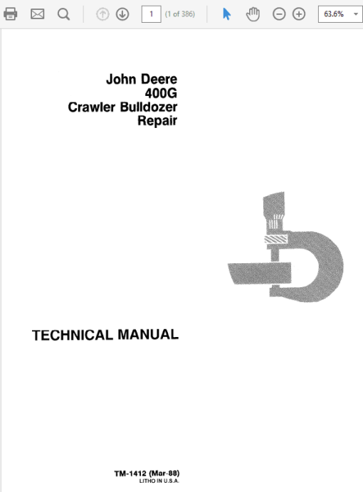 John Deere 400G Crawler Bulldozer Repair Technical Manual (TM1411 and TM1142)