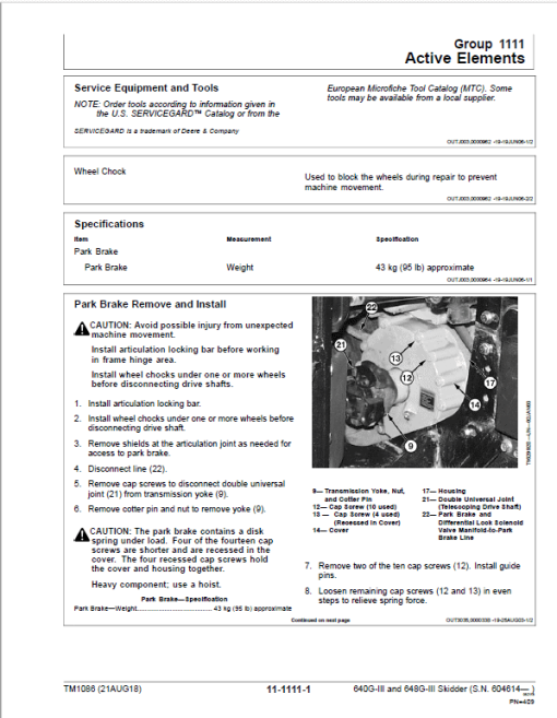 John Deere 640G-III, 648G-III, 460D, 460DG Skidder Repair Manual (S.N after 604614 -) - Image 5