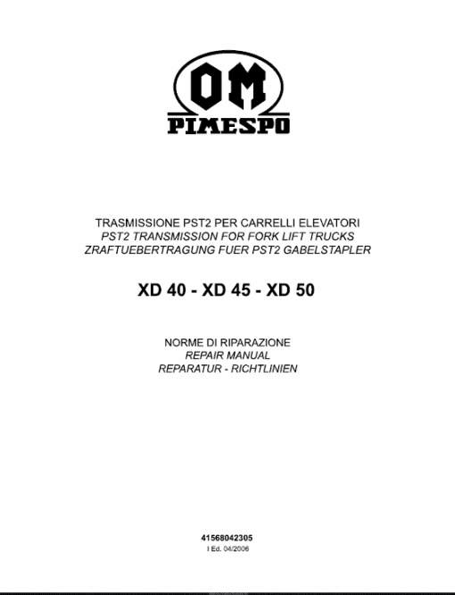 OM Pimespo XD40, XD45 and XD50 Forklift Workshop Manual - Image 5