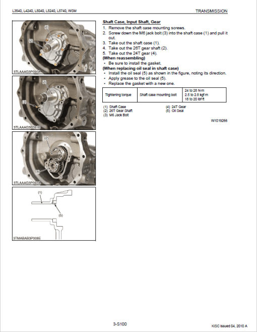 Kubota L3240, L3540, L4240, L5040, L5240, L5740 Tractors Service Manual - Image 5