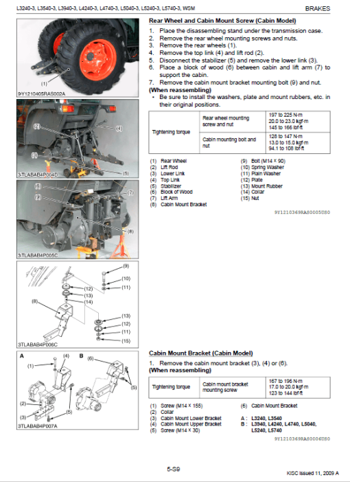 Kubota L3240-3, L3540-3, L3940-3, L4240-3 Tractor Workshop Manual - Image 5