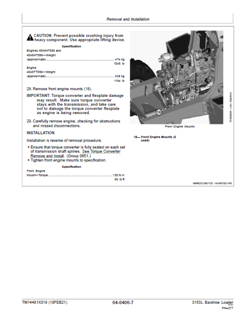 John Deere 315SL Backhoe Loader Technical Manual (S.N C390996 & D390996 - ) - Image 5