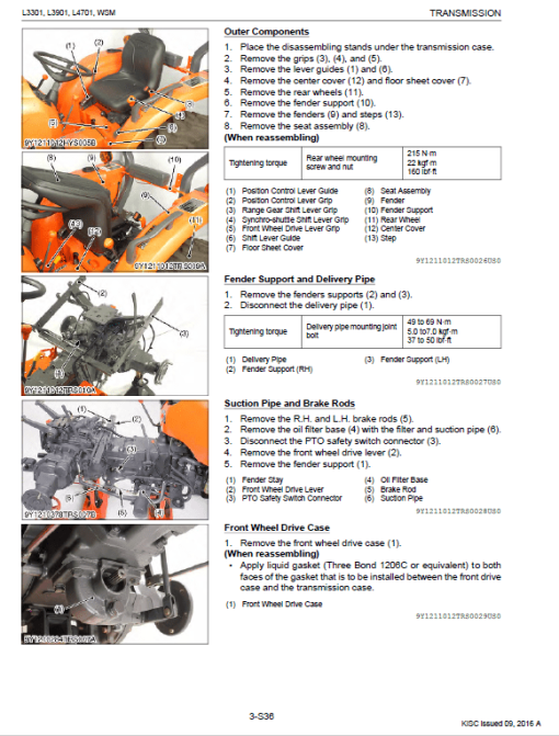 Kubota L3301, L3901, L4701 Tractor Workshop Service Manual - Image 5