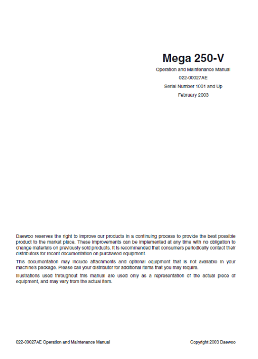 Doosan M250-V Wheel Loader Service Manual - Image 3