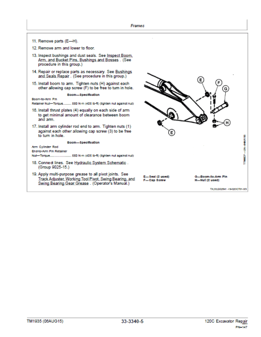 John Deere 120C Excavator Repair Technical Manual - Image 5