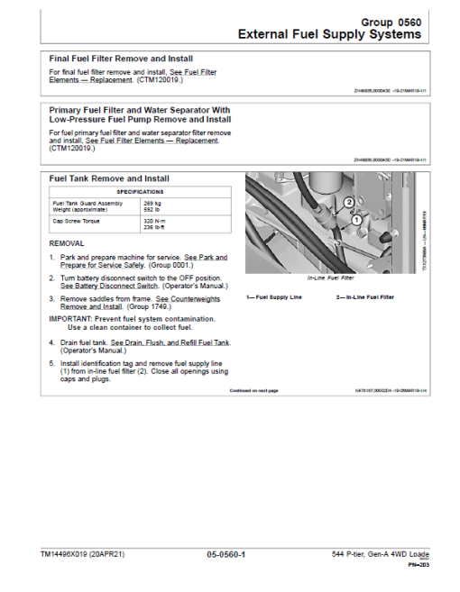 John Deere 544 P-Tier, Gen-A 4WD Loader Repair Technical Manual (S.N L_10283 - ) - Image 5