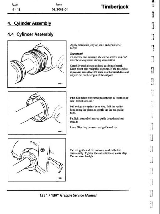 Timberjack 122, 130 Grapple Service Repair Manual - Image 5