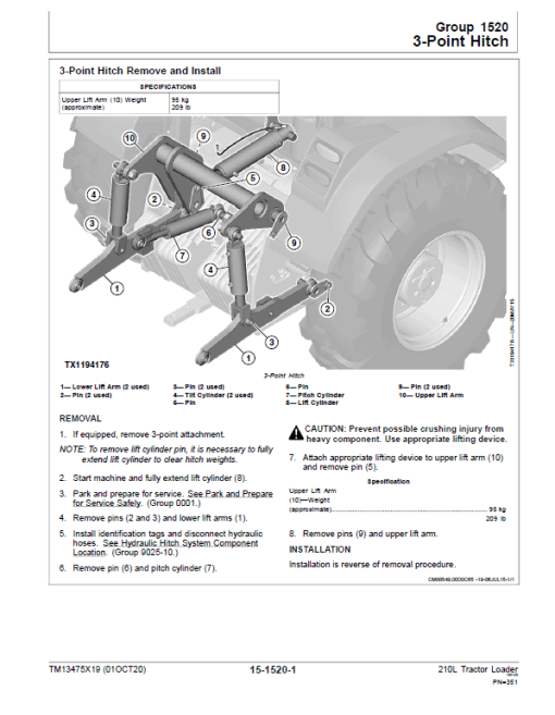 John Deere 210L Tractor Loader Repair Technical Manual (S.N after F892600 -) - Image 5