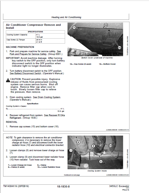 John Deere 345GLC Excavator Repair Technical Manual (S.N after F020001 - ) - Image 5