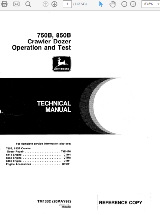 John Deere 750B, 850B Crawler Repair Technical Manual (TM1476) - Image 6