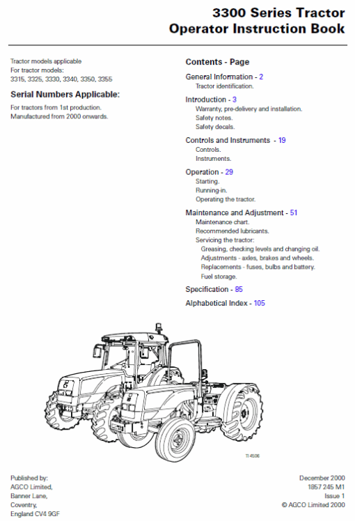 Massey Ferguson 3315, 3325, 3330 Tractor Service Manual - Image 5